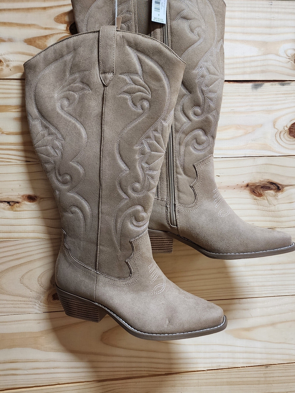 torrid Taupe Suede Embroidered Western Knee Boots Size 9WW